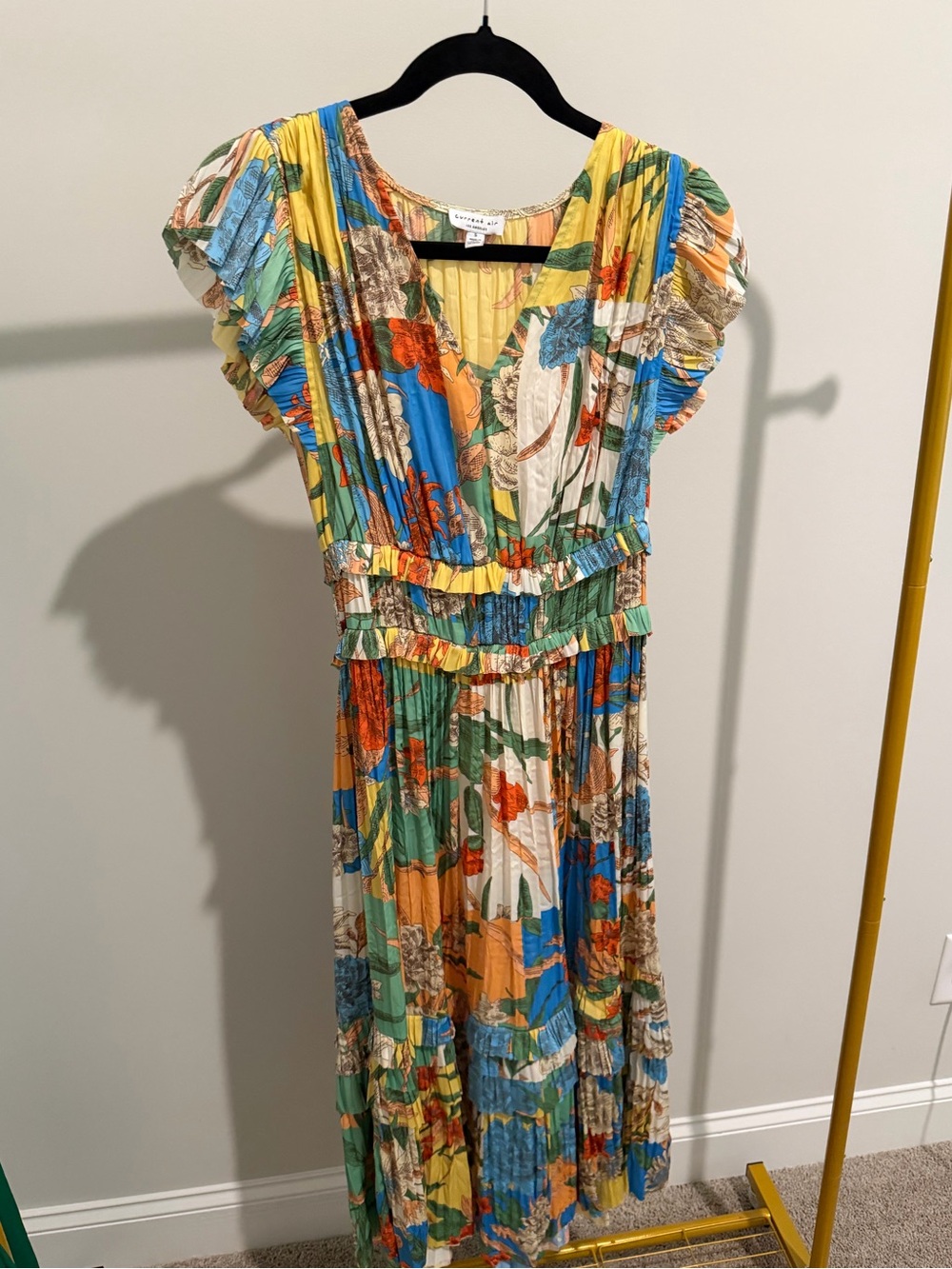 Current Air Floral Multi-Color Pleated Maxi Dress